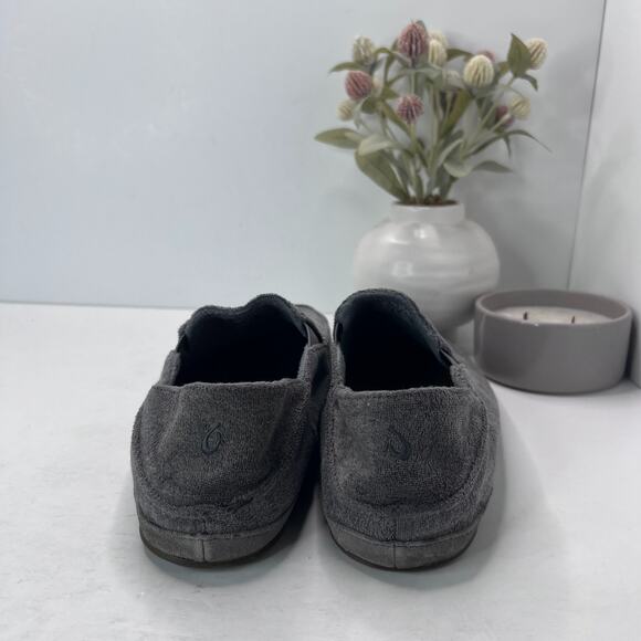 Olukai Moloa Hulu Loafer Slippers Fold Down Heel Soft Grey Wool 10411 Men's 12 - Picture 4 of 9